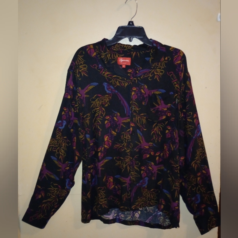 Men's Supreme Birds Of Paradise Rayon Shirt Size Medium